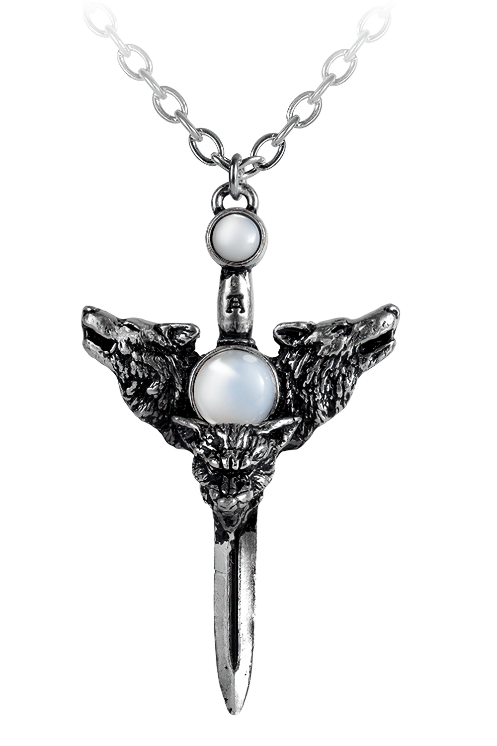 Wolverine Moon Pendant with Silver Dagger and Moonstones