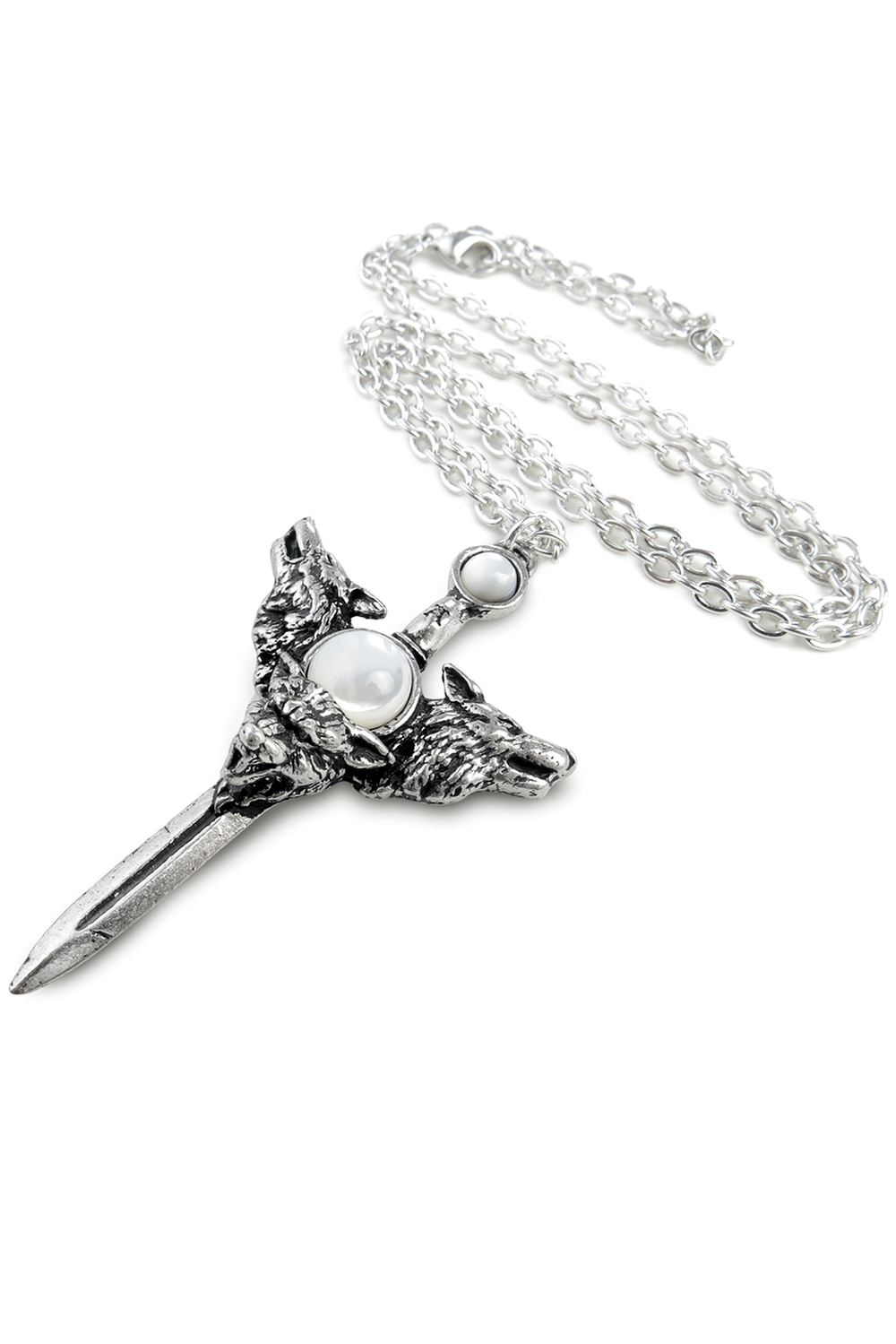 Wolverine Moon Pendant with Silver Dagger and Moonstones