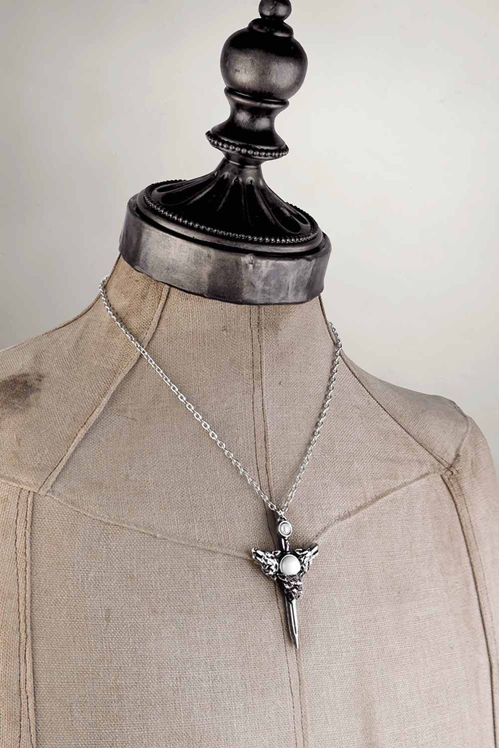 Wolverine Moon Pendant with Silver Dagger and Moonstones