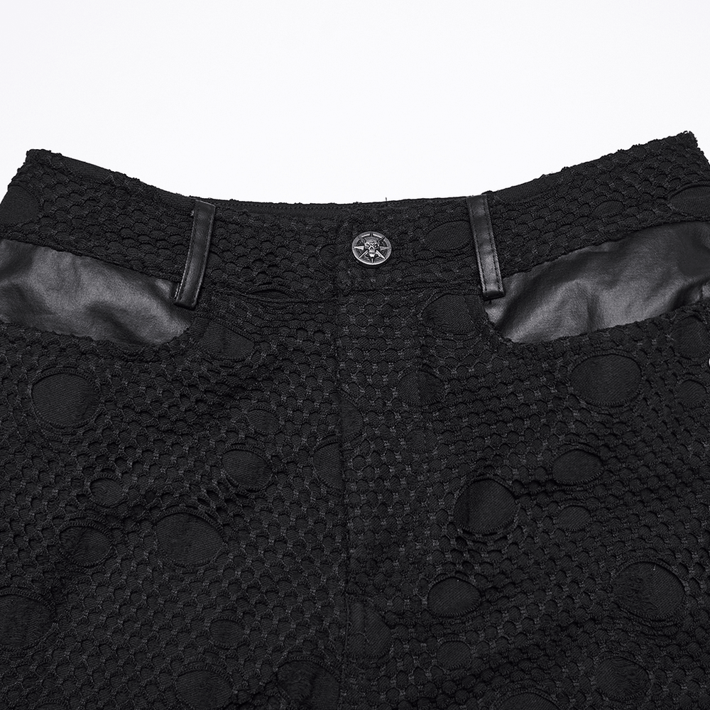 Women's Black Punk Mesh Lace-Up Distressed Hot Shorts