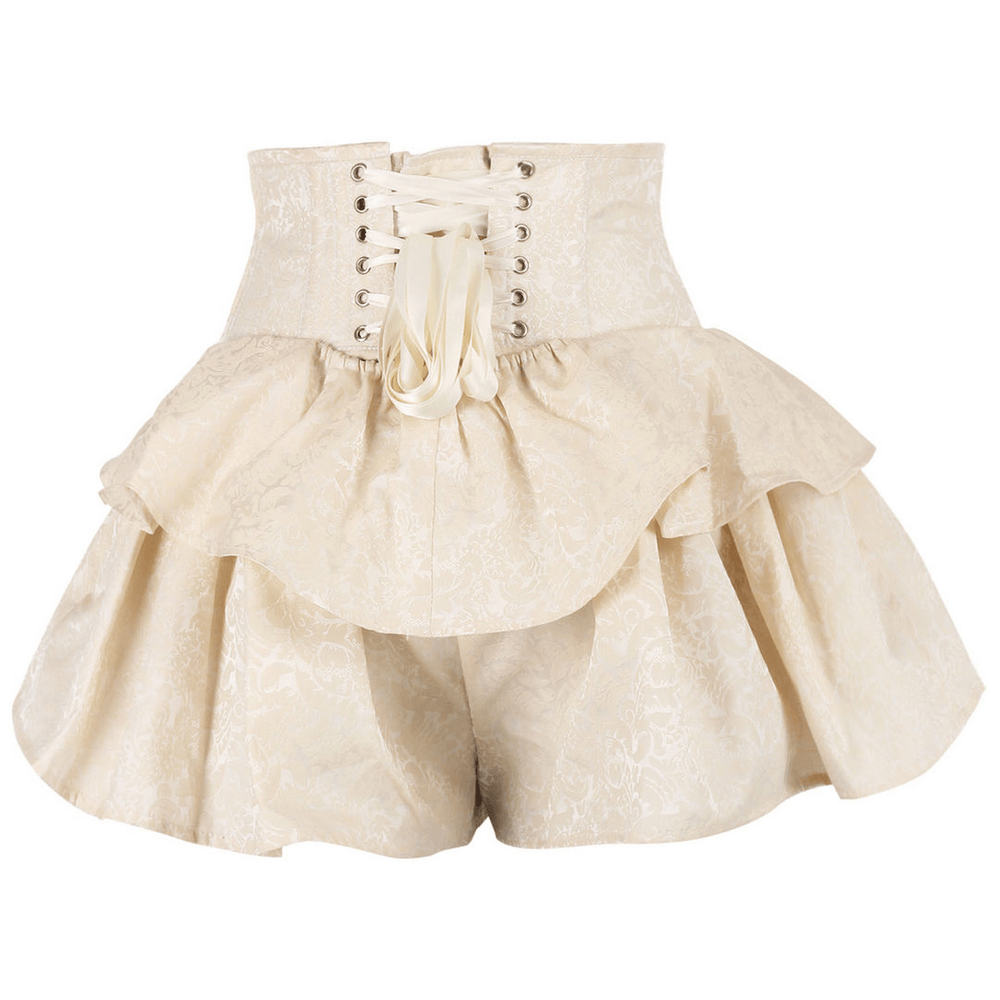 Women's Brocade Corset Mini Skirt with Ruffled Layers