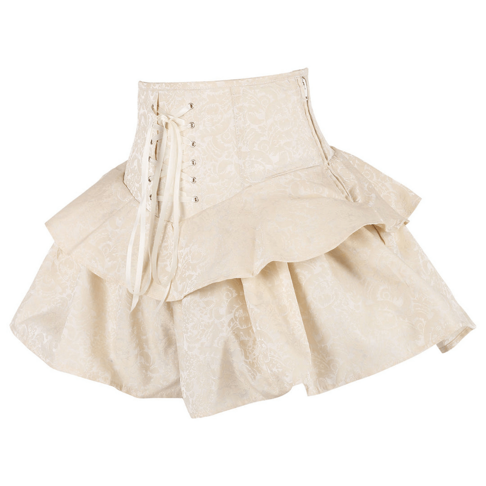 Women's Brocade Corset Mini Skirt with Ruffled Layers