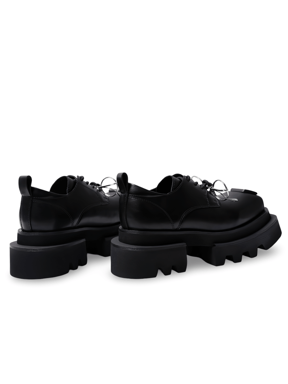 Women's Dark Derby Shoes with Novelty Silver Eyewear Charm