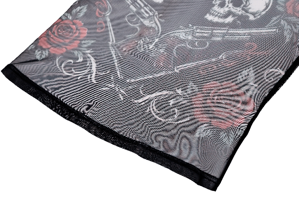 Women's Dark Romantic Wing Print Tattoo Mesh Top