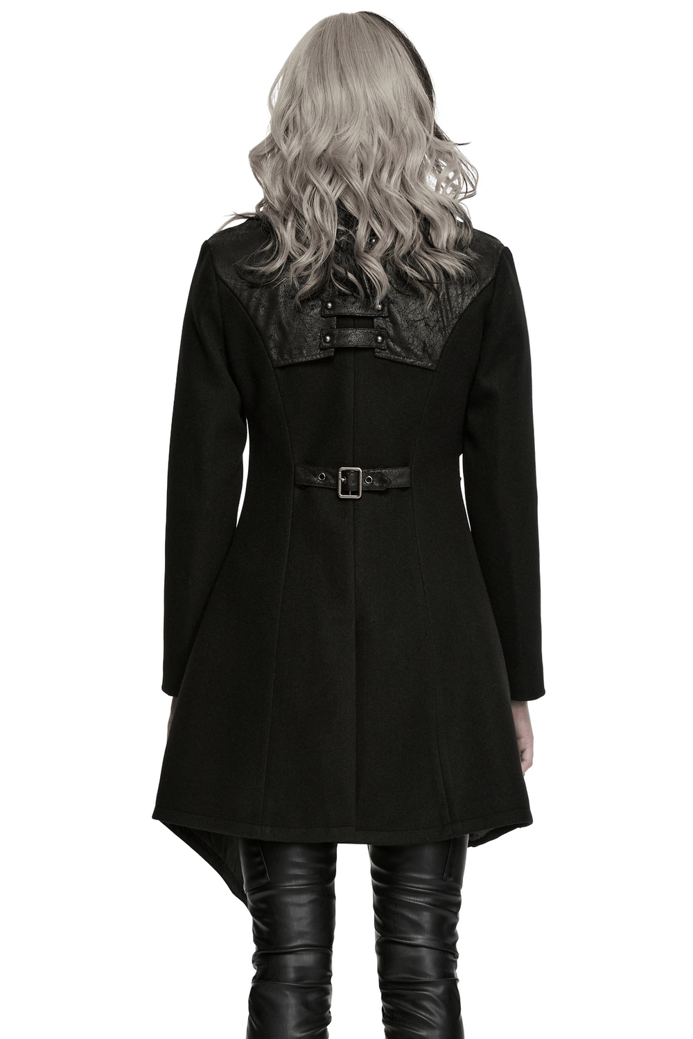 Women's Gothic Asymmetrical Coat with Buckle Details