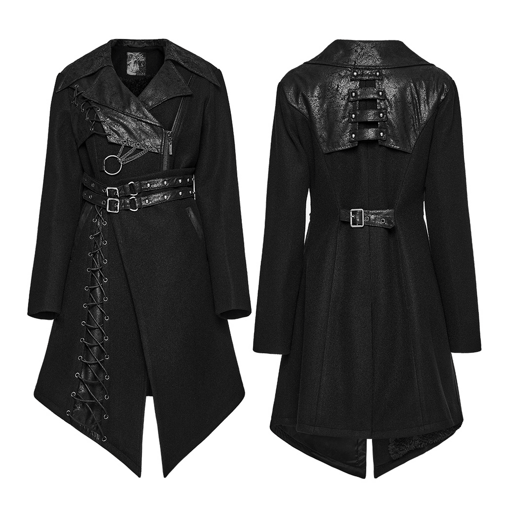 Women's Gothic Asymmetrical Coat with Buckle Details