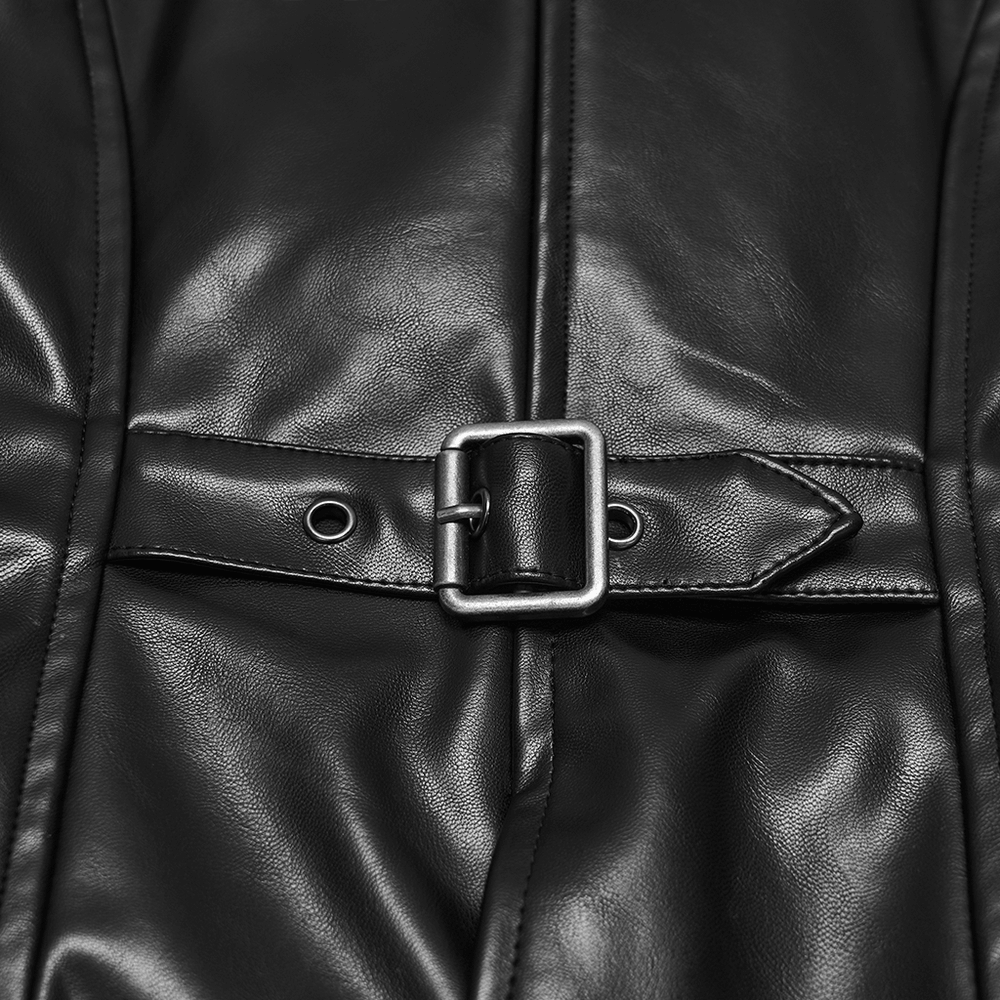 Women's Gothic Biker Vest with Studs and Buckle Detail