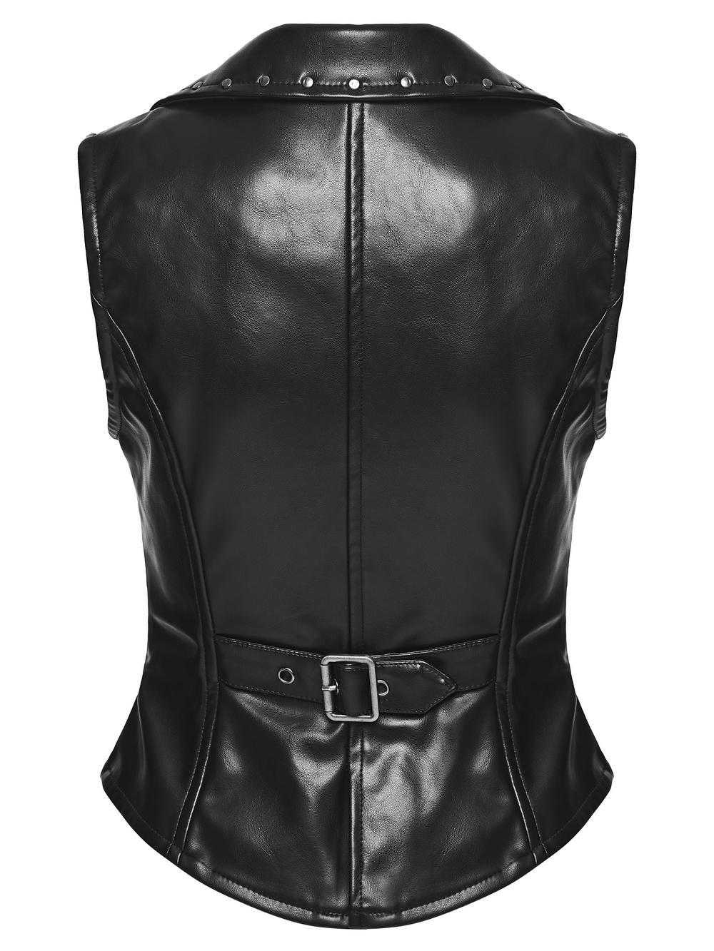 Women's Gothic Biker Vest with Studs and Buckle Detail