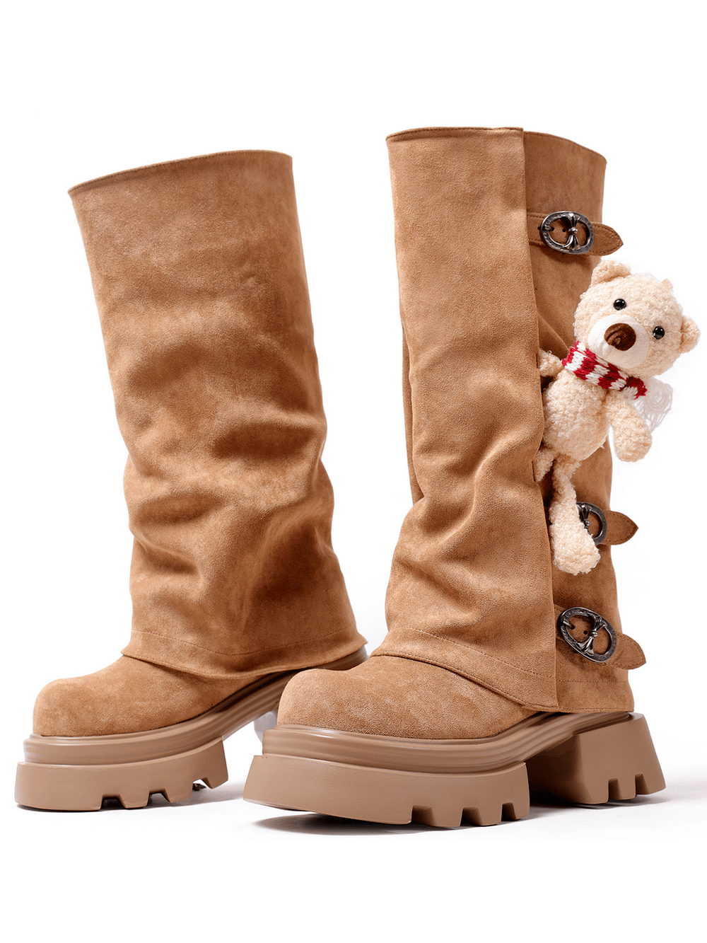 Women's Gothic Boots with Buckles and Teddy Bear