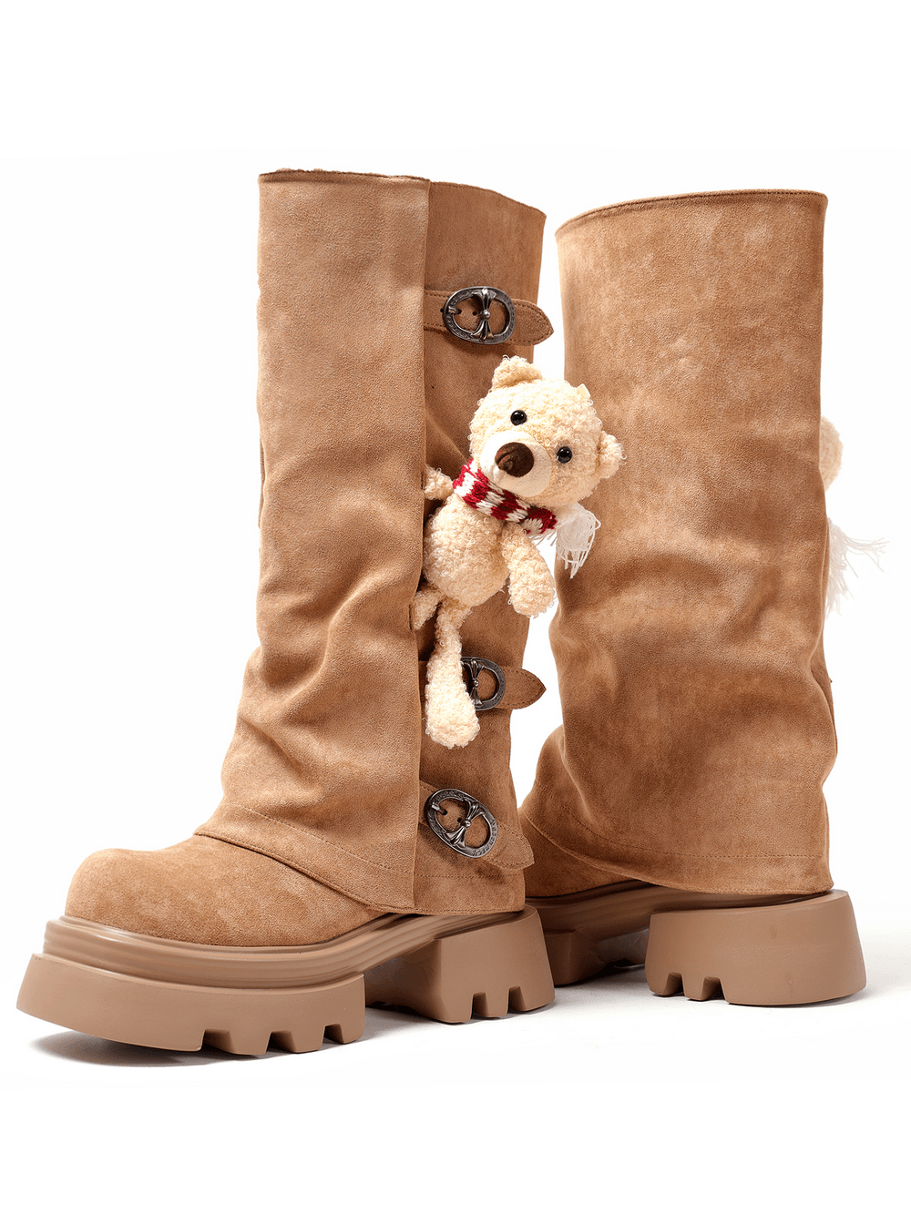 Women's Gothic Boots with Buckles and Teddy Bear