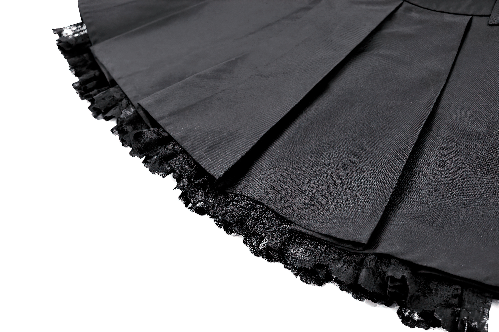 Women's Gothic Buckle Pleated Lace Mini Skirt