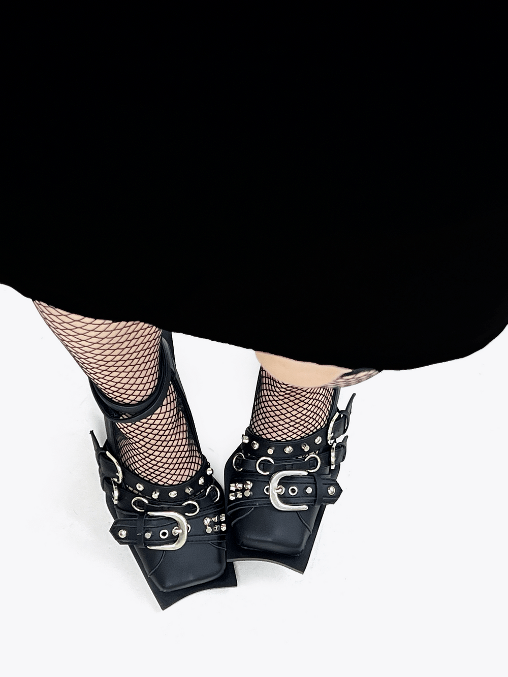 Women's Gothic Buckle Strap Heels with Sculpted Heels