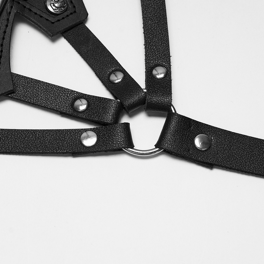 Women's Gothic Cross Harness with Studded Ring Straps