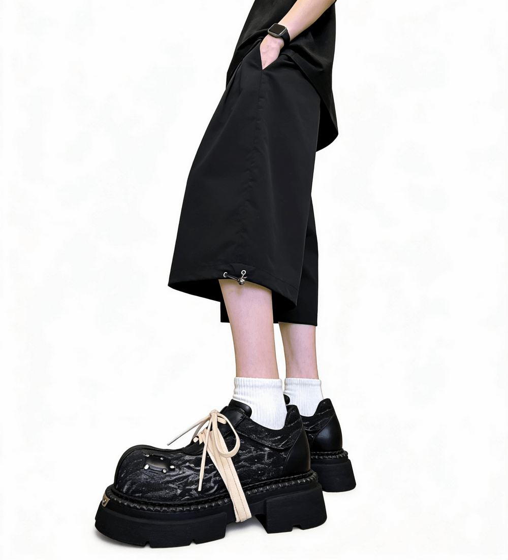 Women's Gothic Distressed Platform Shoes with Contrast Laces