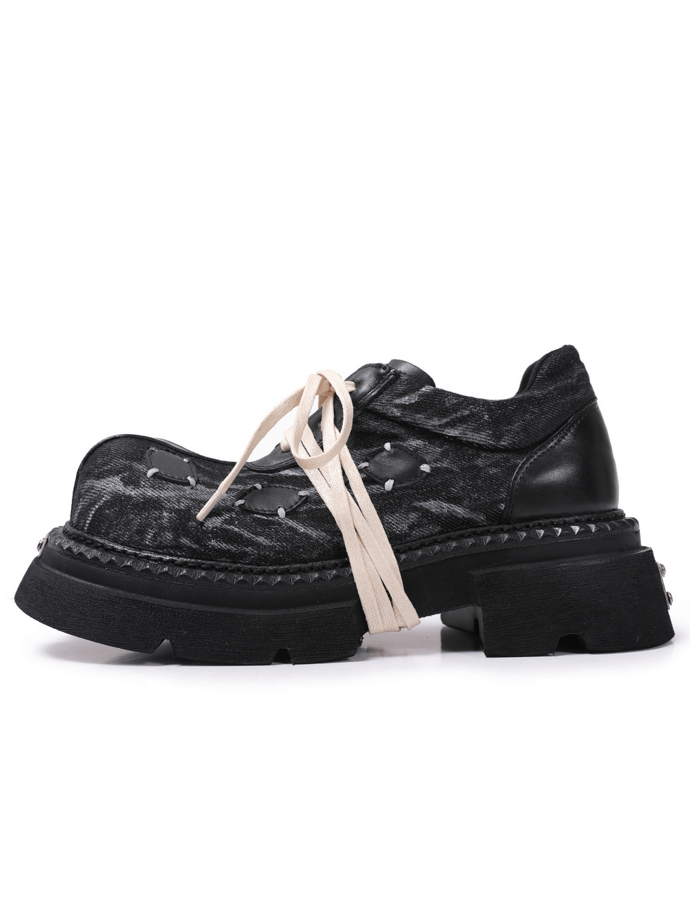 Women's Gothic Distressed Platform Shoes with Contrast Laces