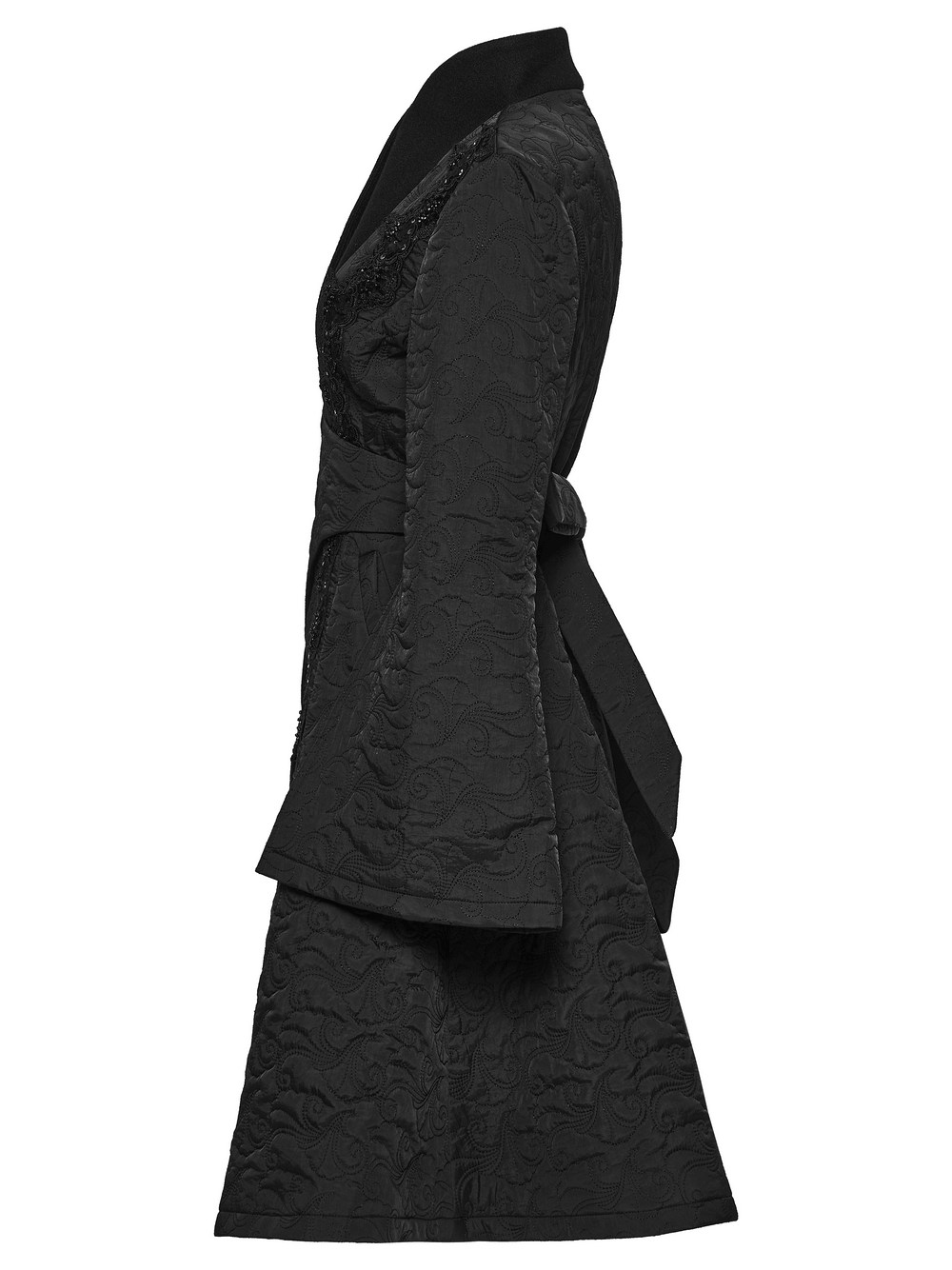 Women's Gothic Embroidered Black A-Line Victorian Coat