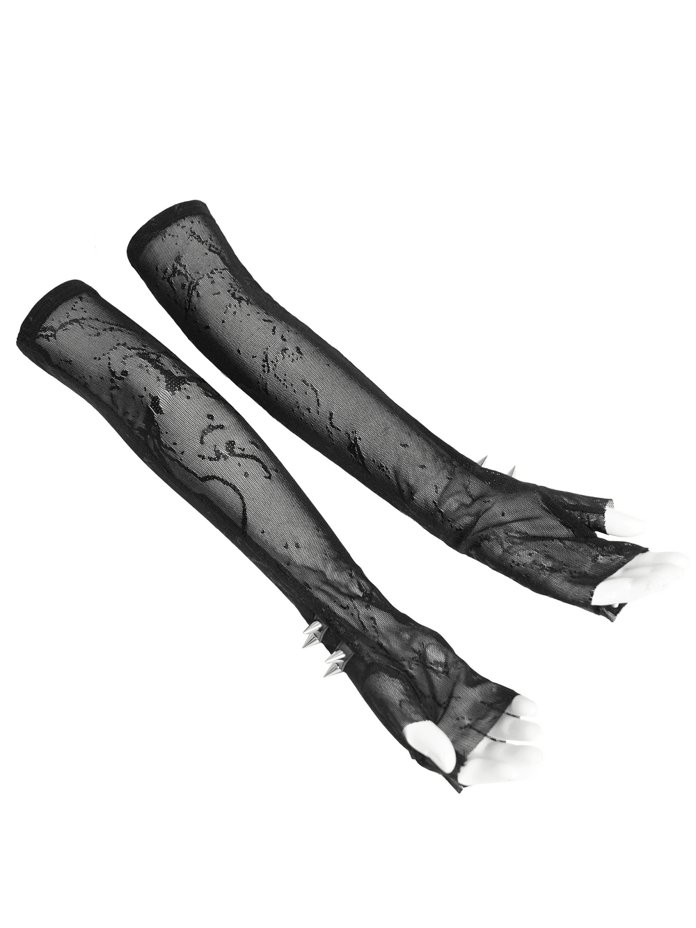 Women's Gothic Lace Arm Sleeves with Spike Stud Cuffs
