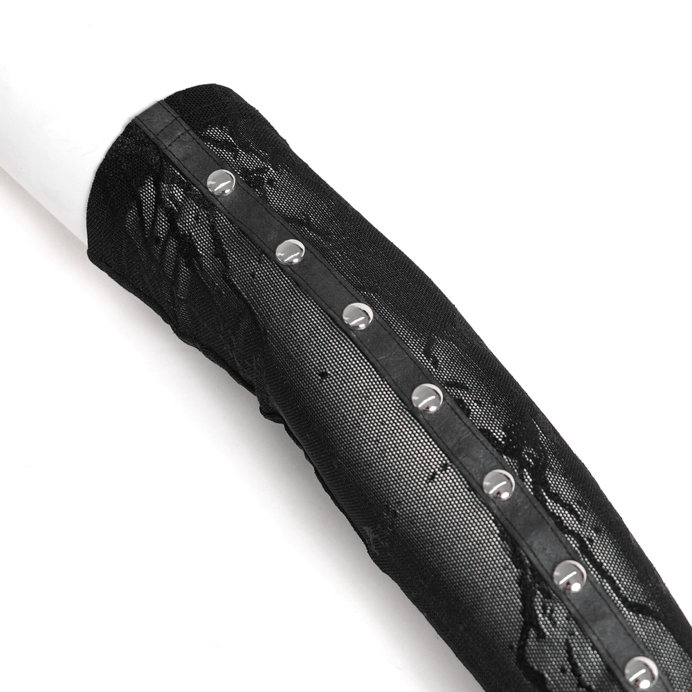 Women's Gothic Lace Arm Sleeves with Spike Stud Cuffs