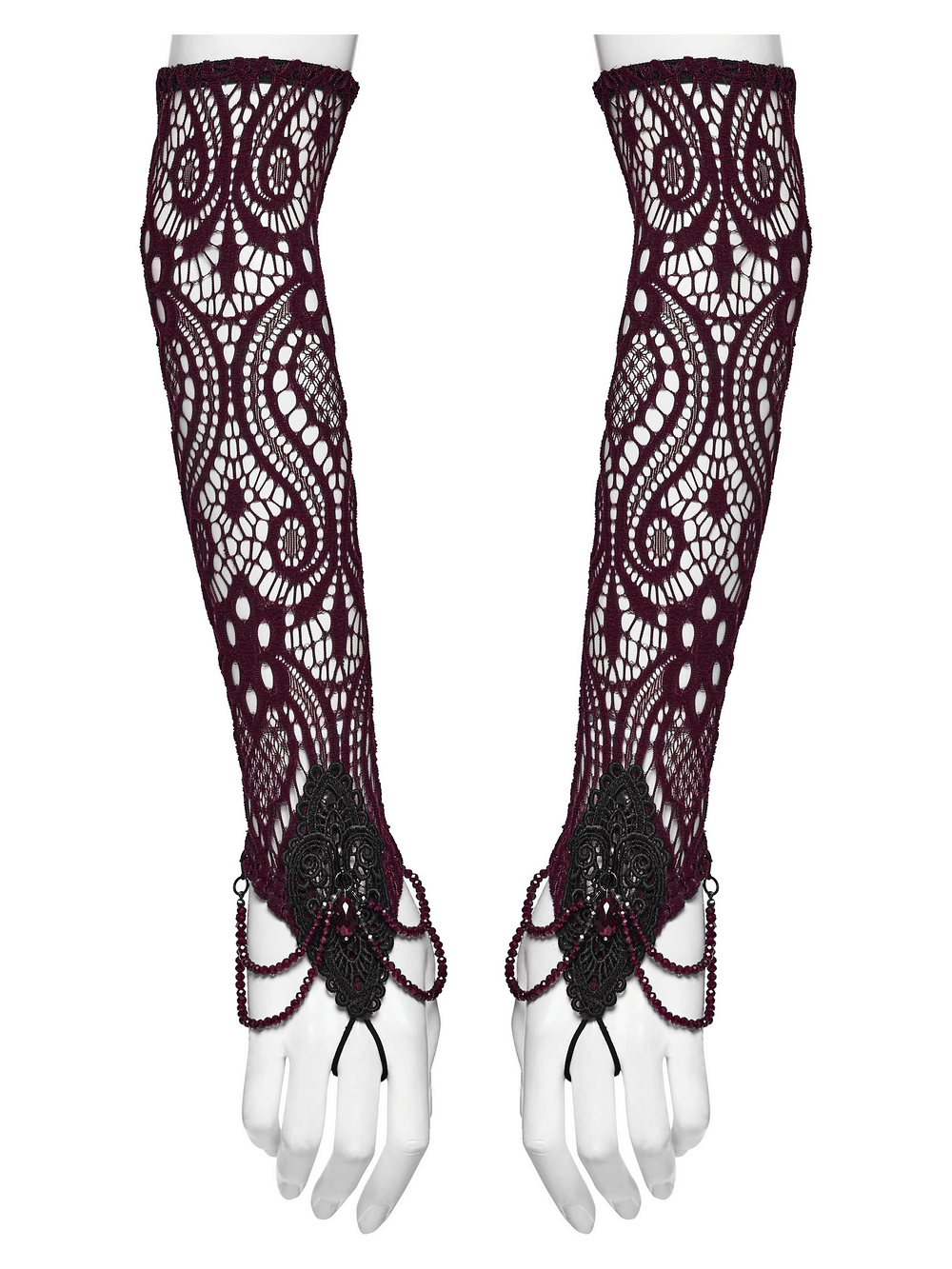 Women's Gothic Lace Arm Warmers With Crystal Details