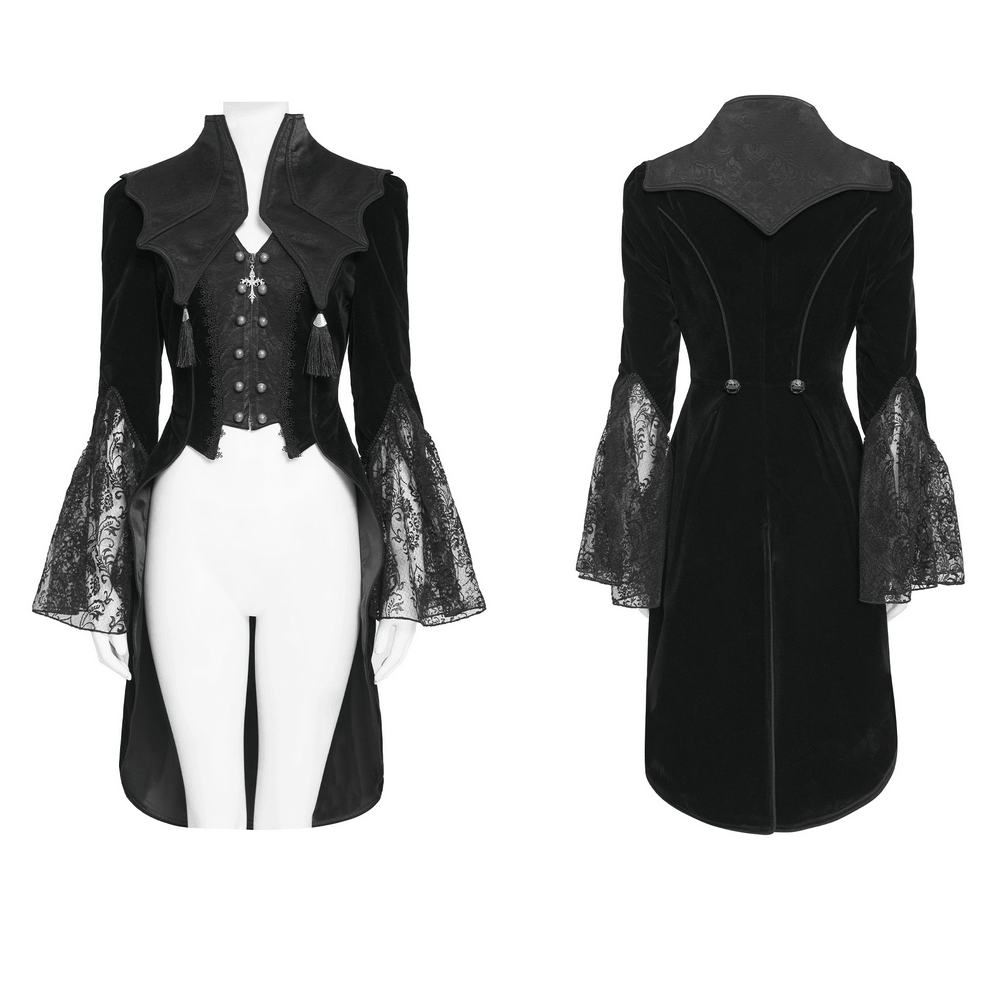 Women's Gothic Lace Bell Sleeve Tailcoat Jacket