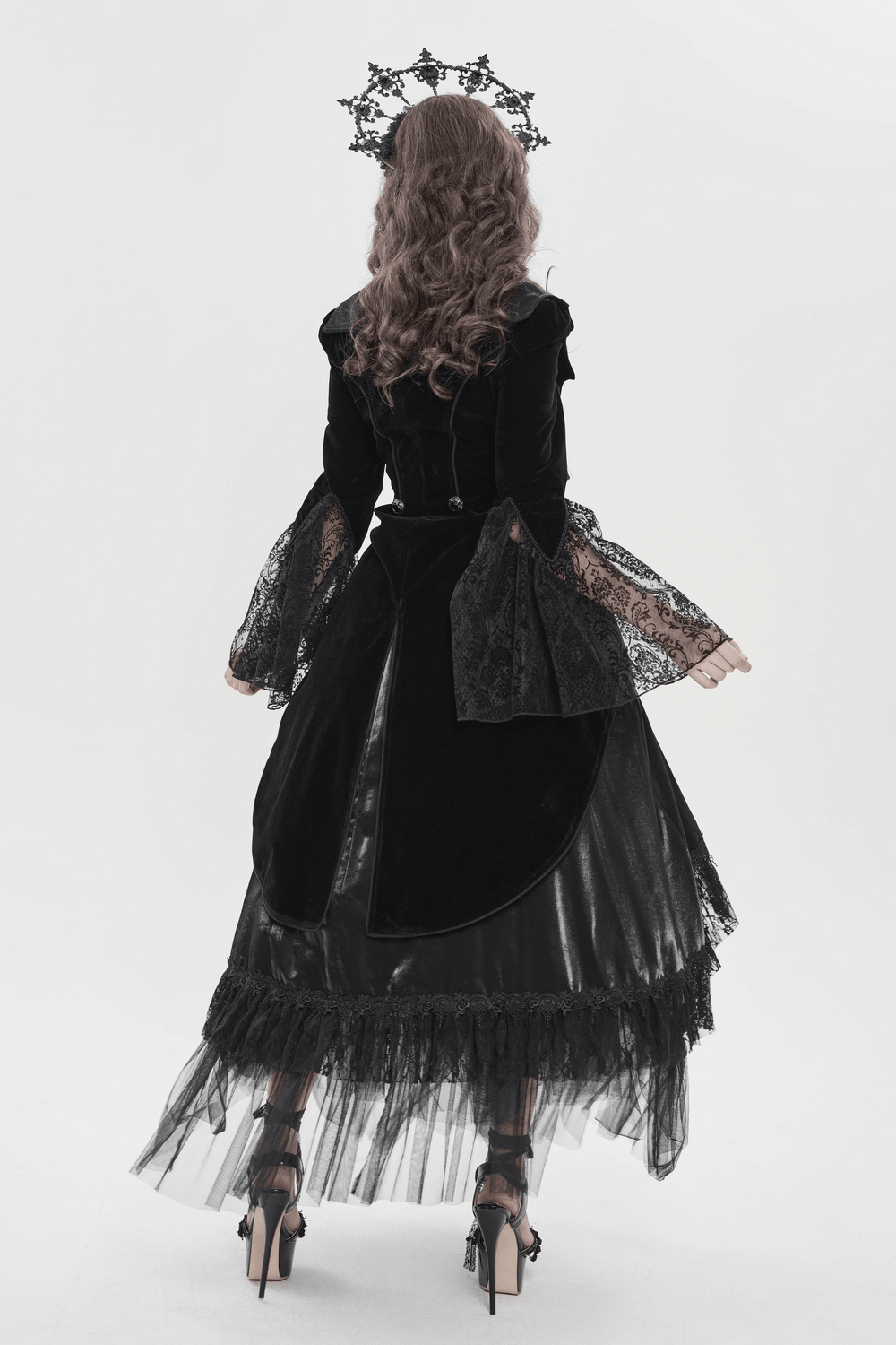 Women's Gothic Lace Bell Sleeve Tailcoat Jacket