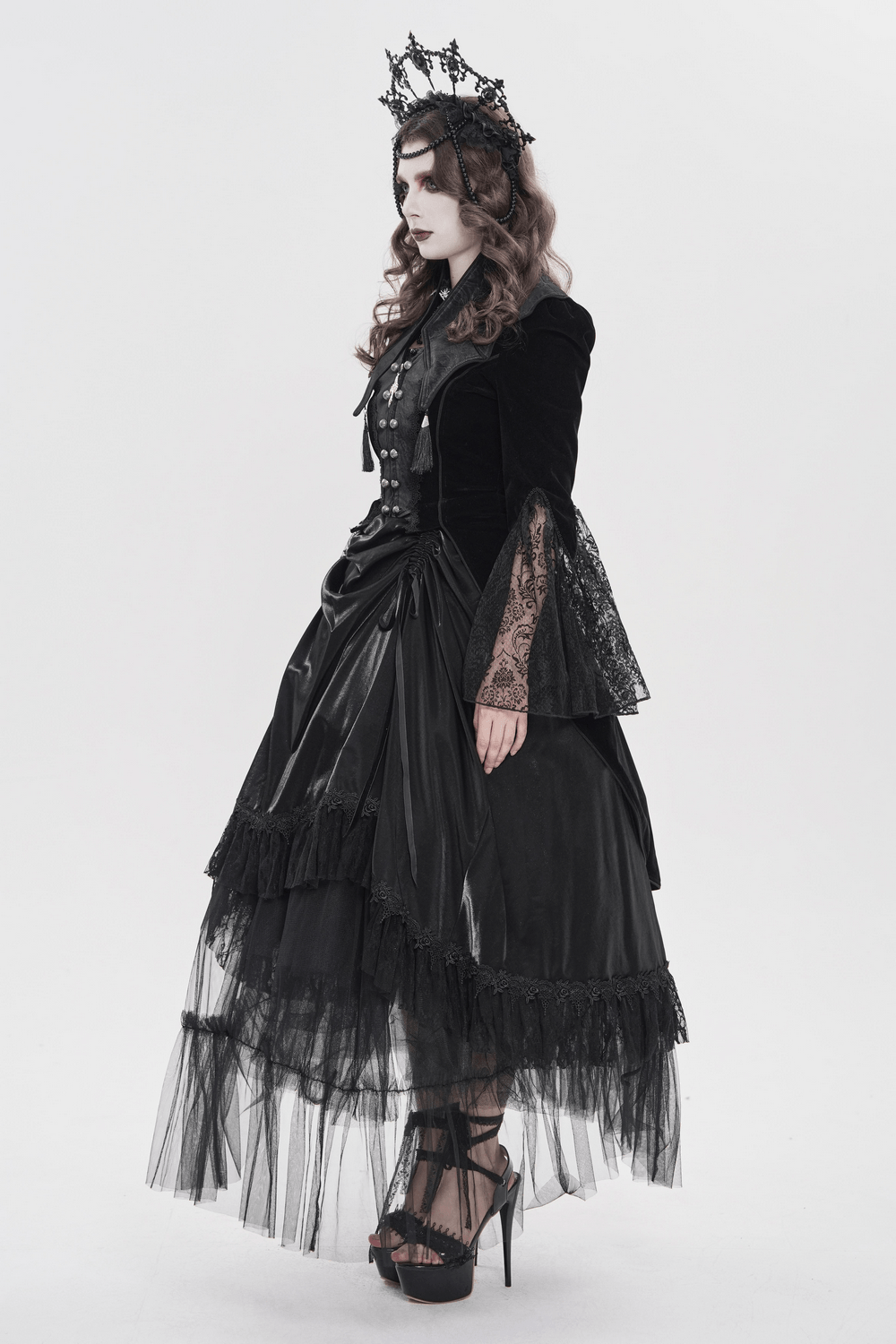 Women's Gothic Lace Bell Sleeve Tailcoat Jacket