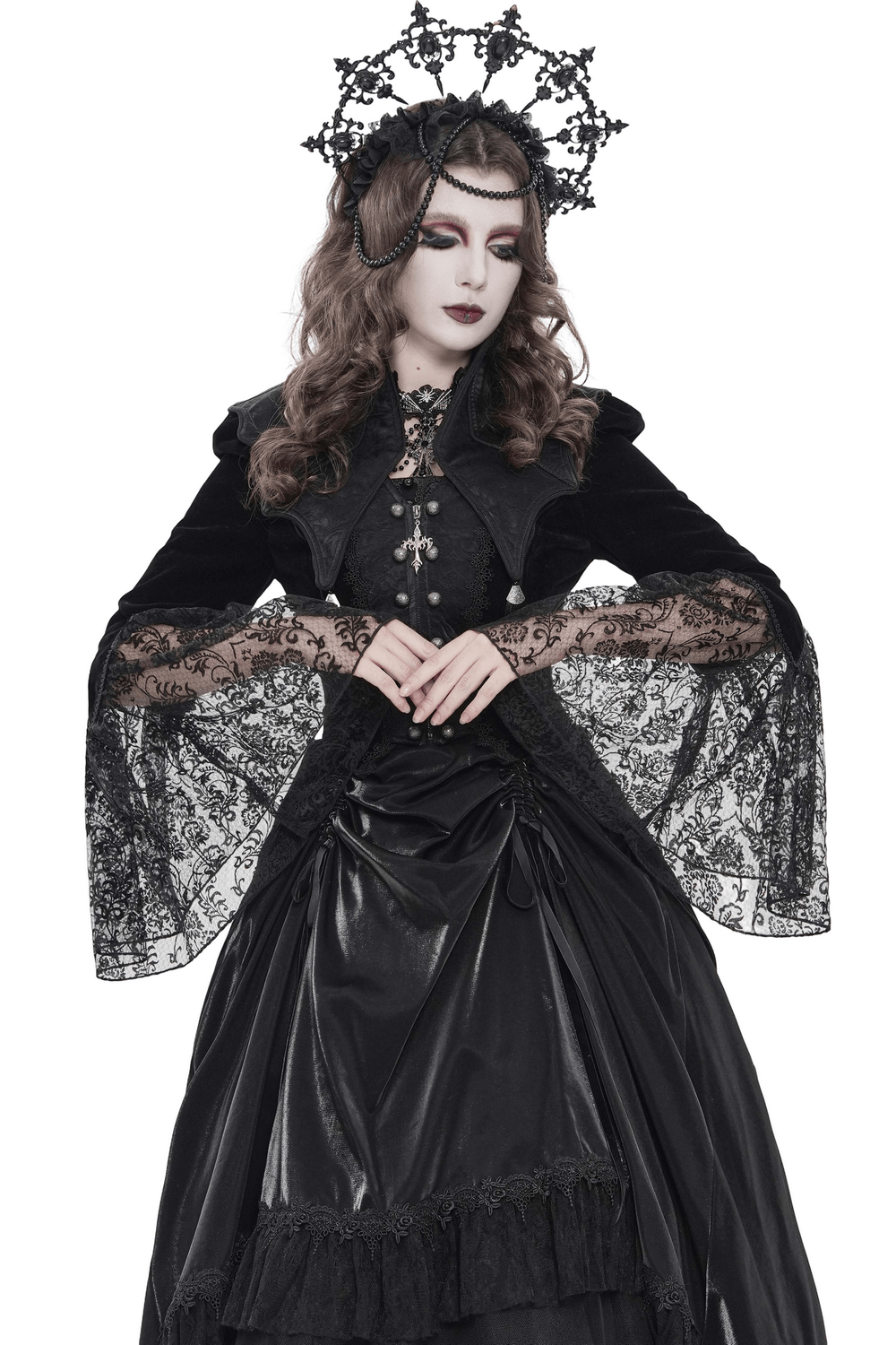 Women's Gothic Lace Bell Sleeve Tailcoat Jacket