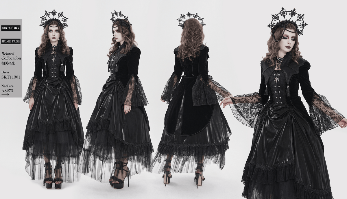 Women's Gothic Lace Bell Sleeve Tailcoat Jacket