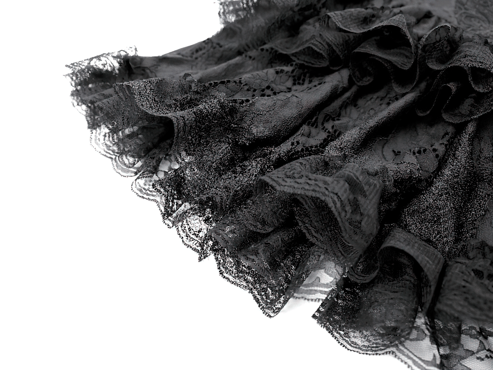 Women's Gothic Lace Ruffle High Waist Mini Skirt