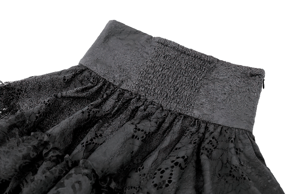 Women's Gothic Lace Ruffle High Waist Mini Skirt