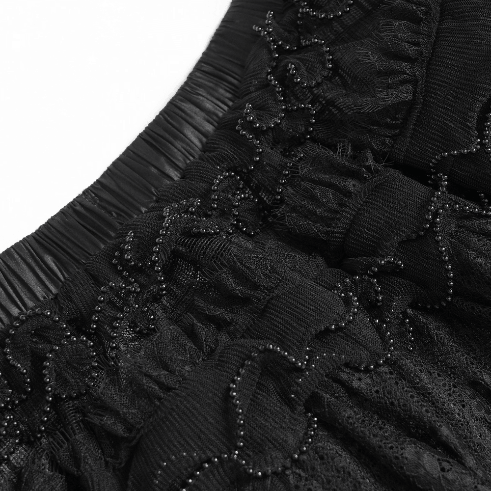 Women's Gothic Lace Ruffle Mini Skirt with Layered Trim
