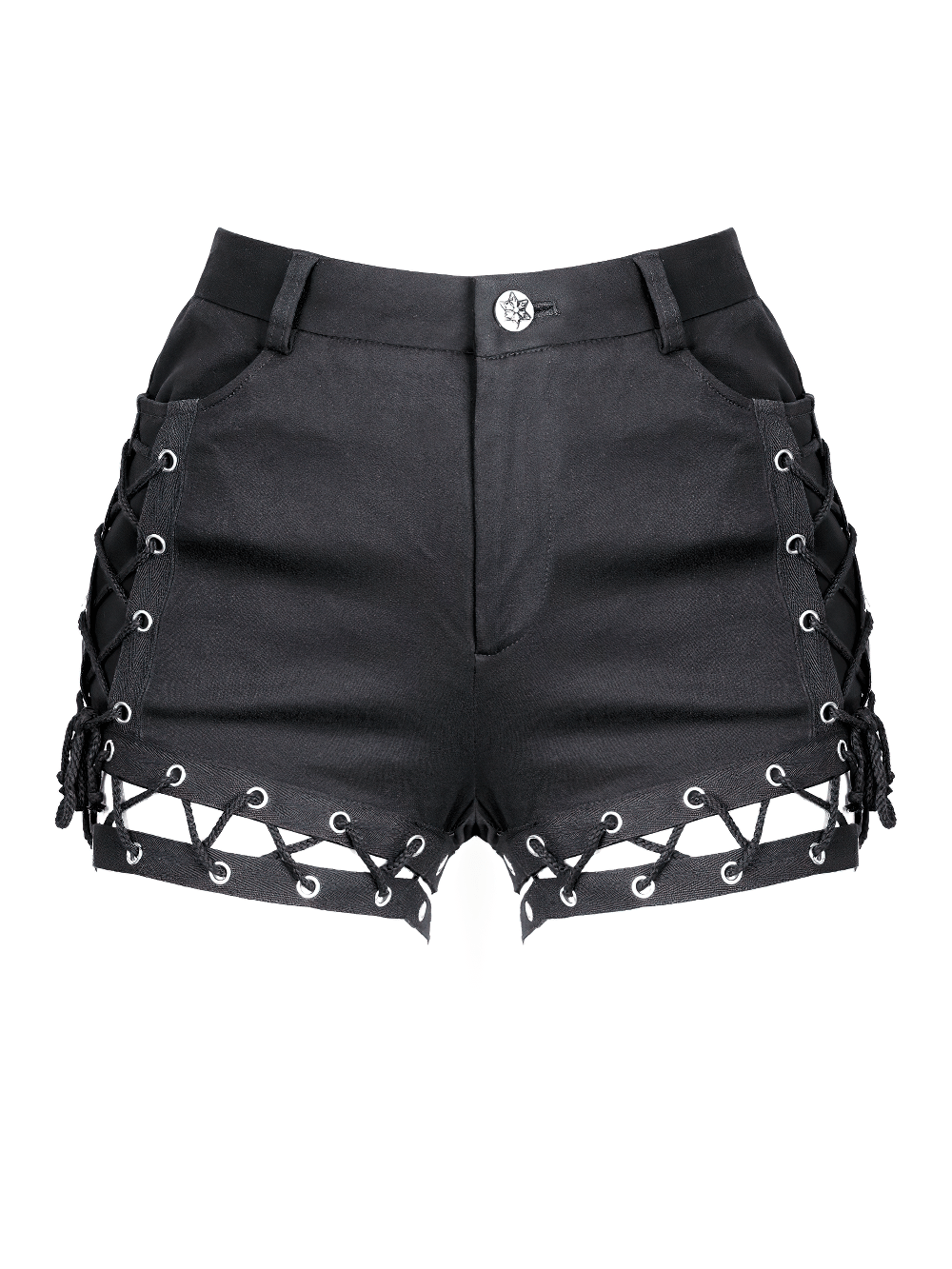 Women's Gothic Lace-Up Cutout High-Waist Shorts