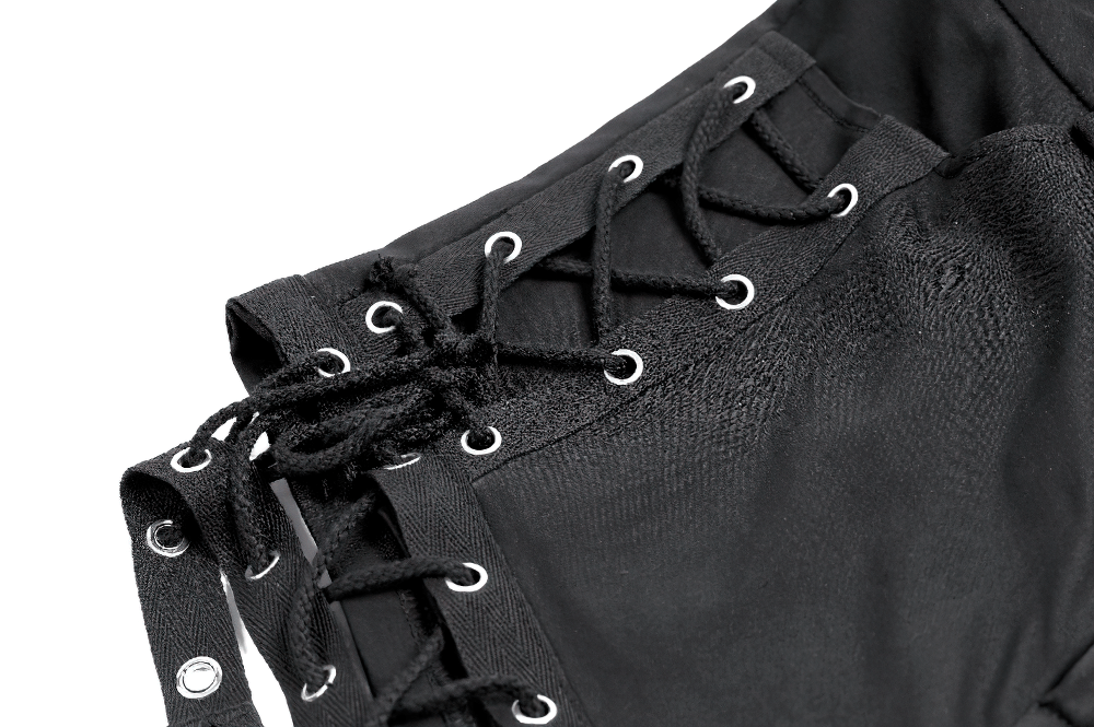 Women's Gothic Lace-Up Cutout High-Waist Shorts