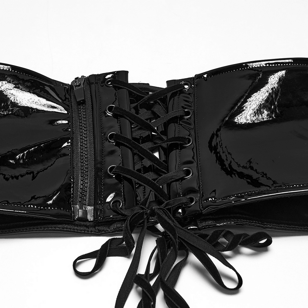 Women's Gothic Mesh Kimono with Patent Corset Belt