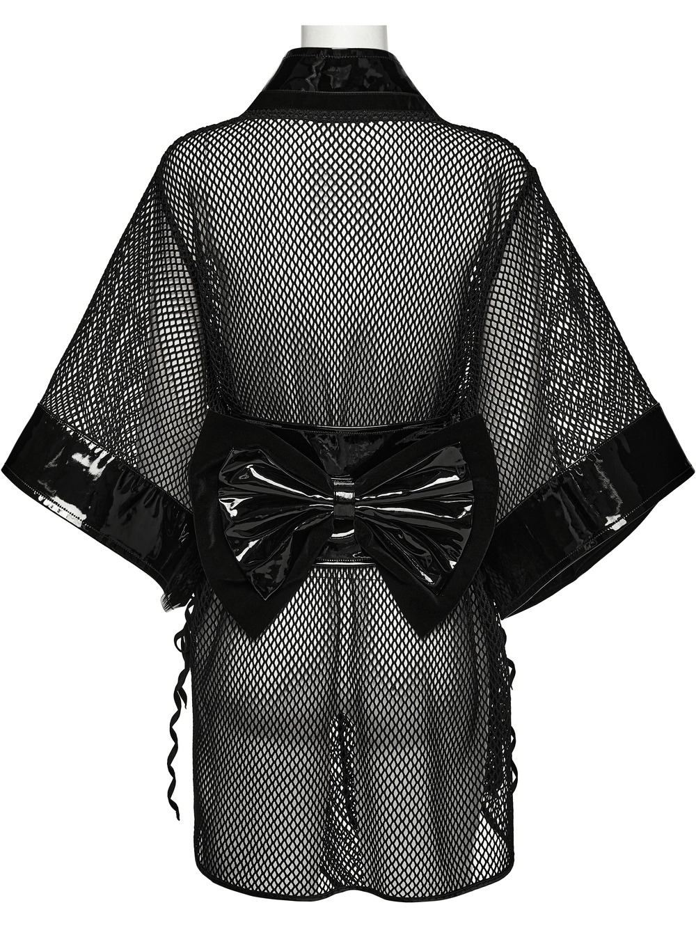 Women's Gothic Mesh Kimono with Patent Corset Belt