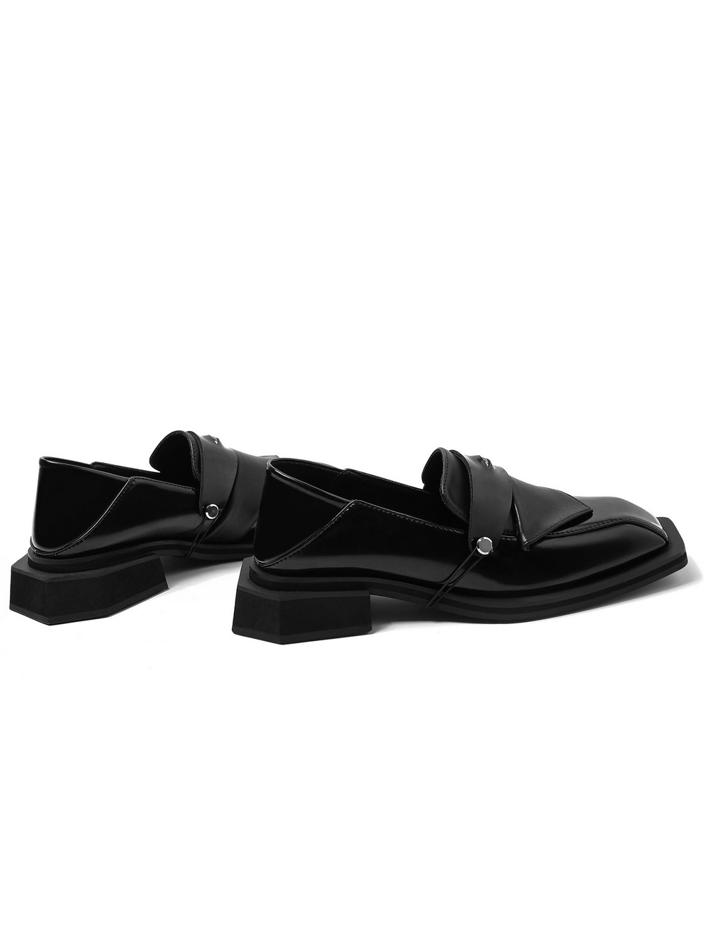Women's Gothic Patent Eye Strap Square Toe Loafers