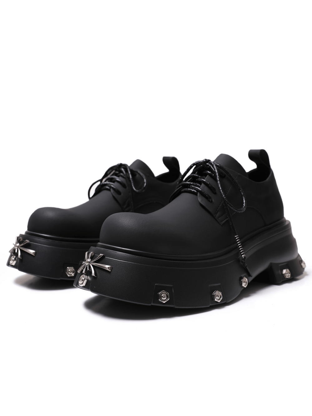 Women's Gothic Platform Derby Shoes with Spider Charm