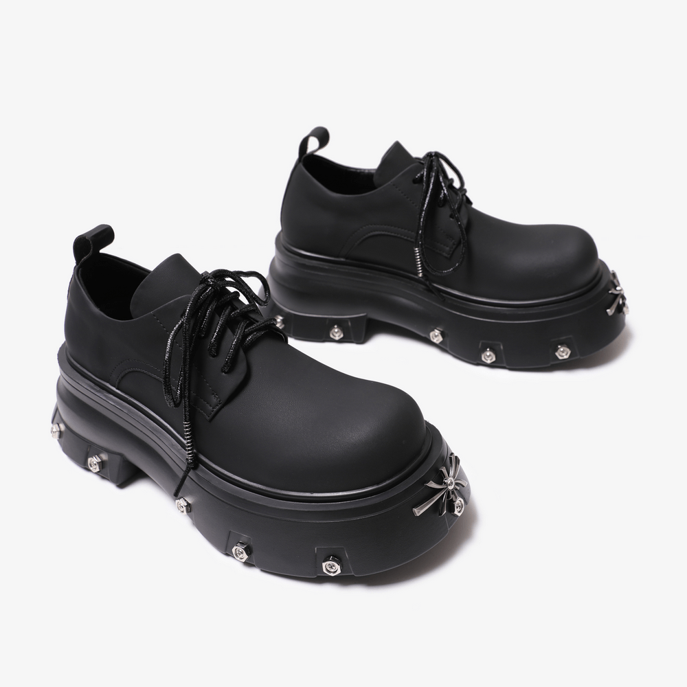 Women's Gothic Platform Derby Shoes with Spider Charm