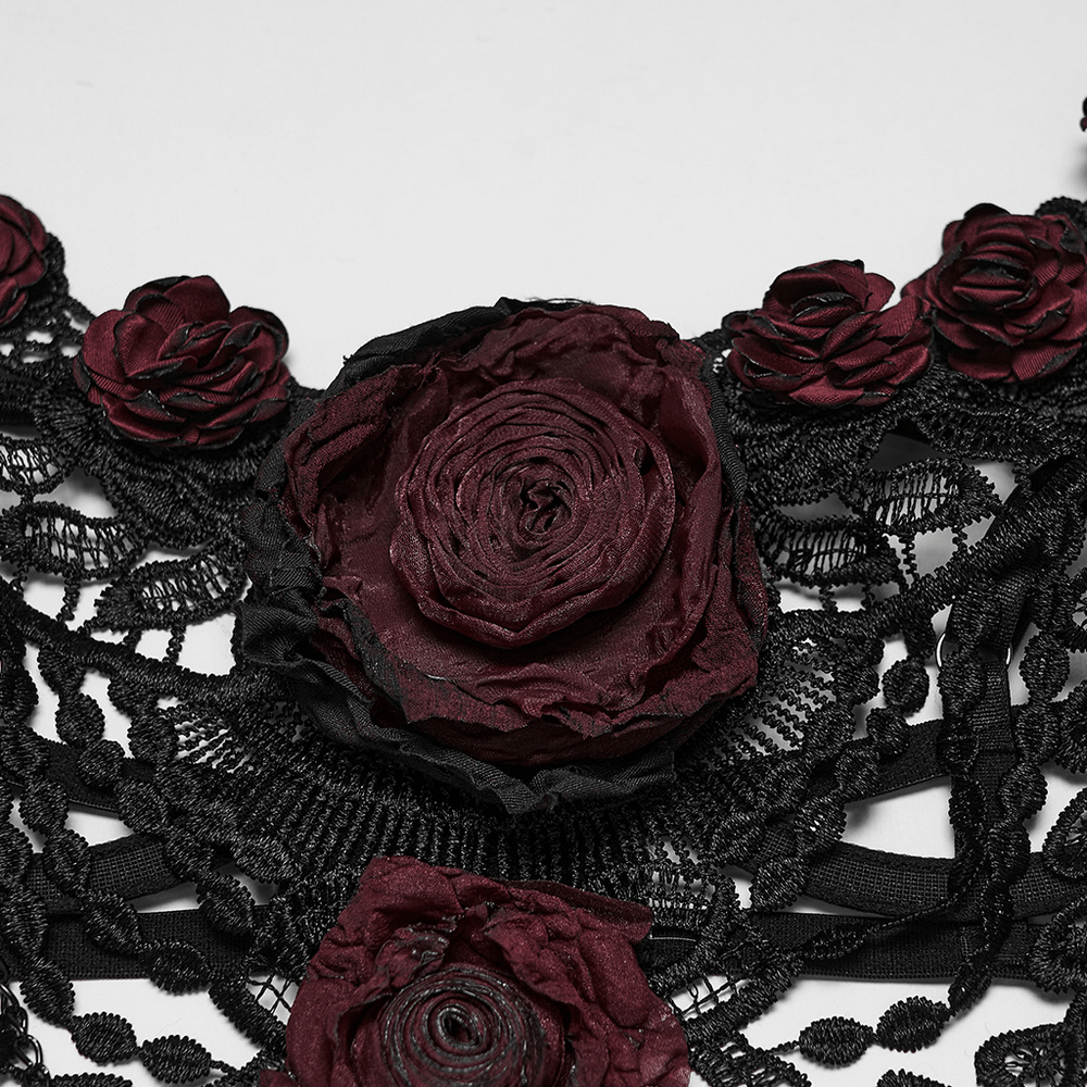 Women's Gothic Rose Lace Bralette with Chain Drapes