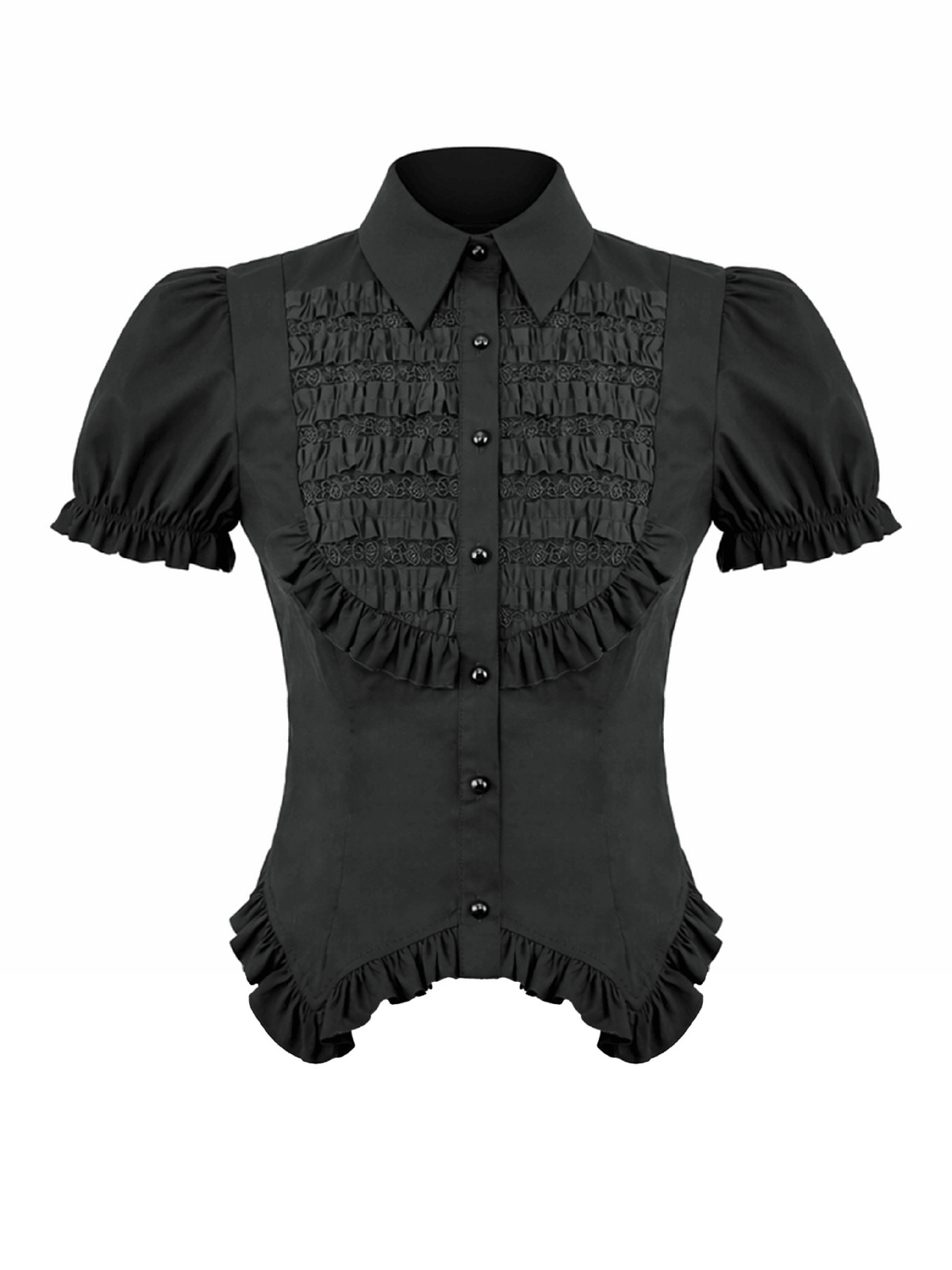 Women's Gothic Ruffle Puff Sleeved Victorian Blouse