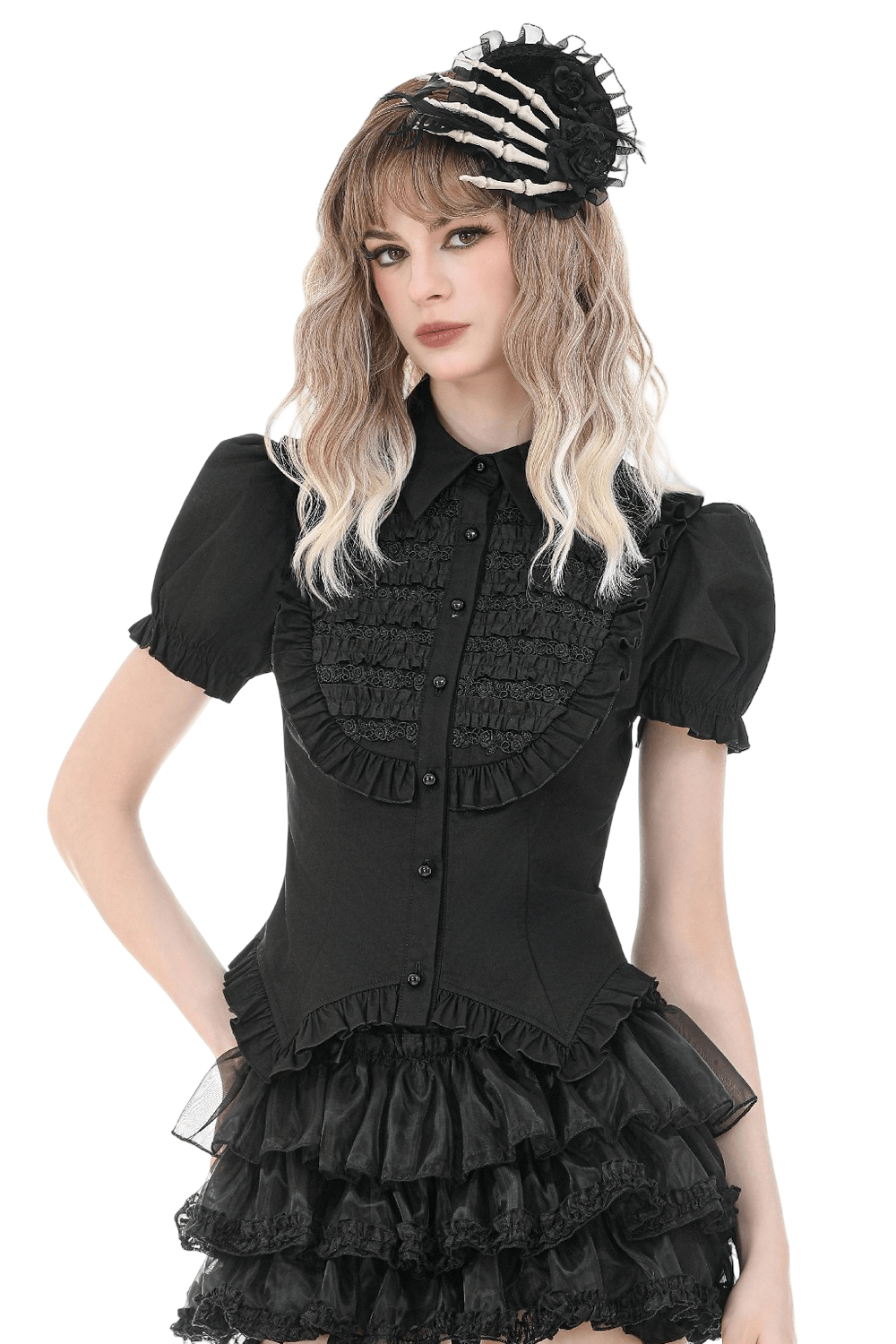 Women's Gothic Ruffle Puff Sleeved Victorian Blouse