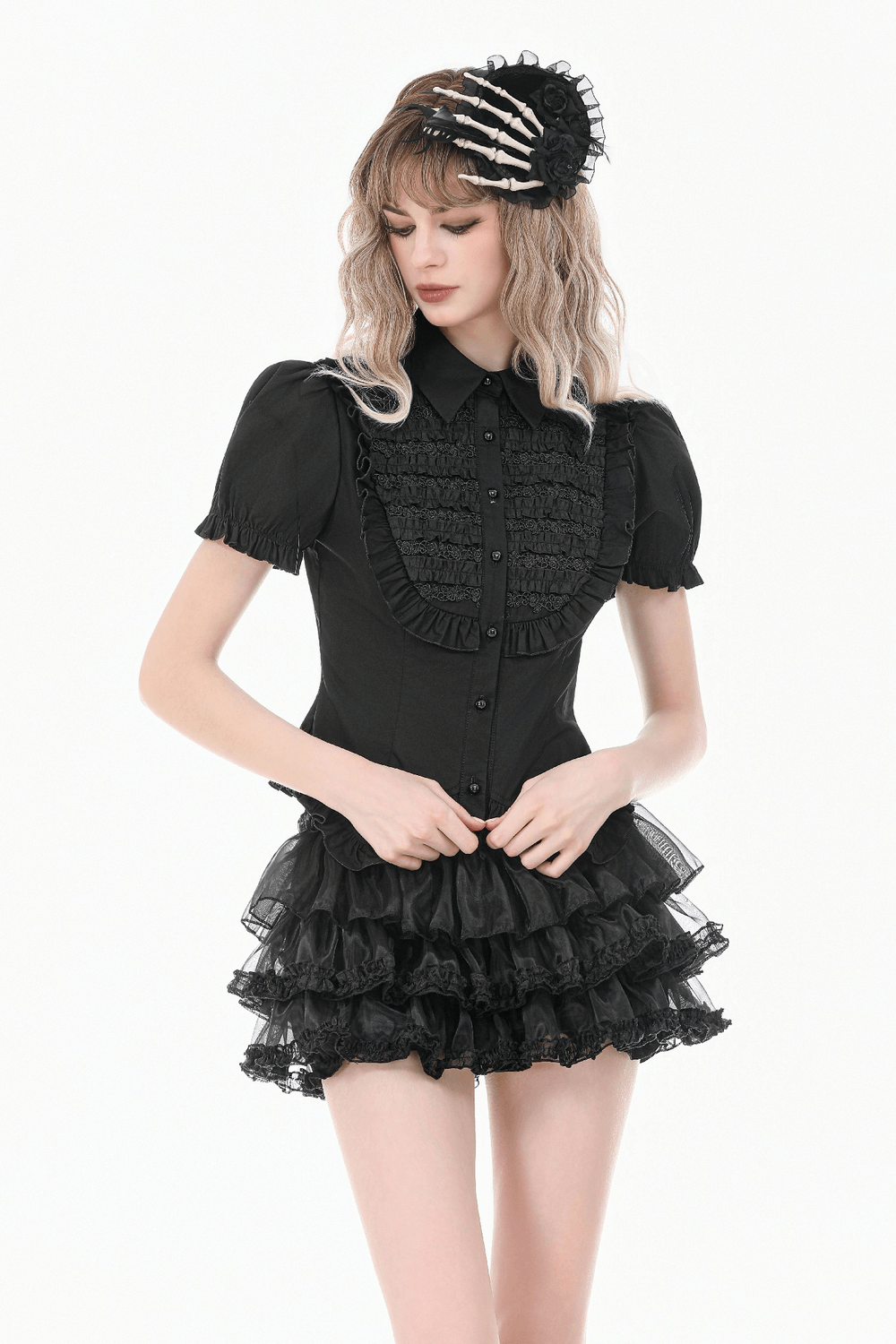 Women's Gothic Ruffle Puff Sleeved Victorian Blouse