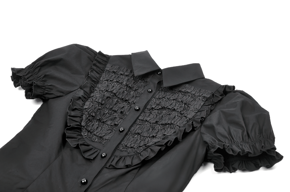 Women's Gothic Ruffle Puff Sleeved Victorian Blouse