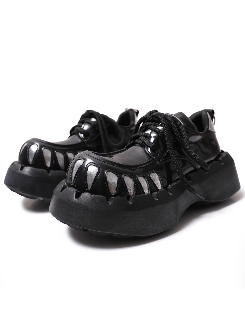 Women's Gothic Silver Claw Platform Lace-Up Shoes