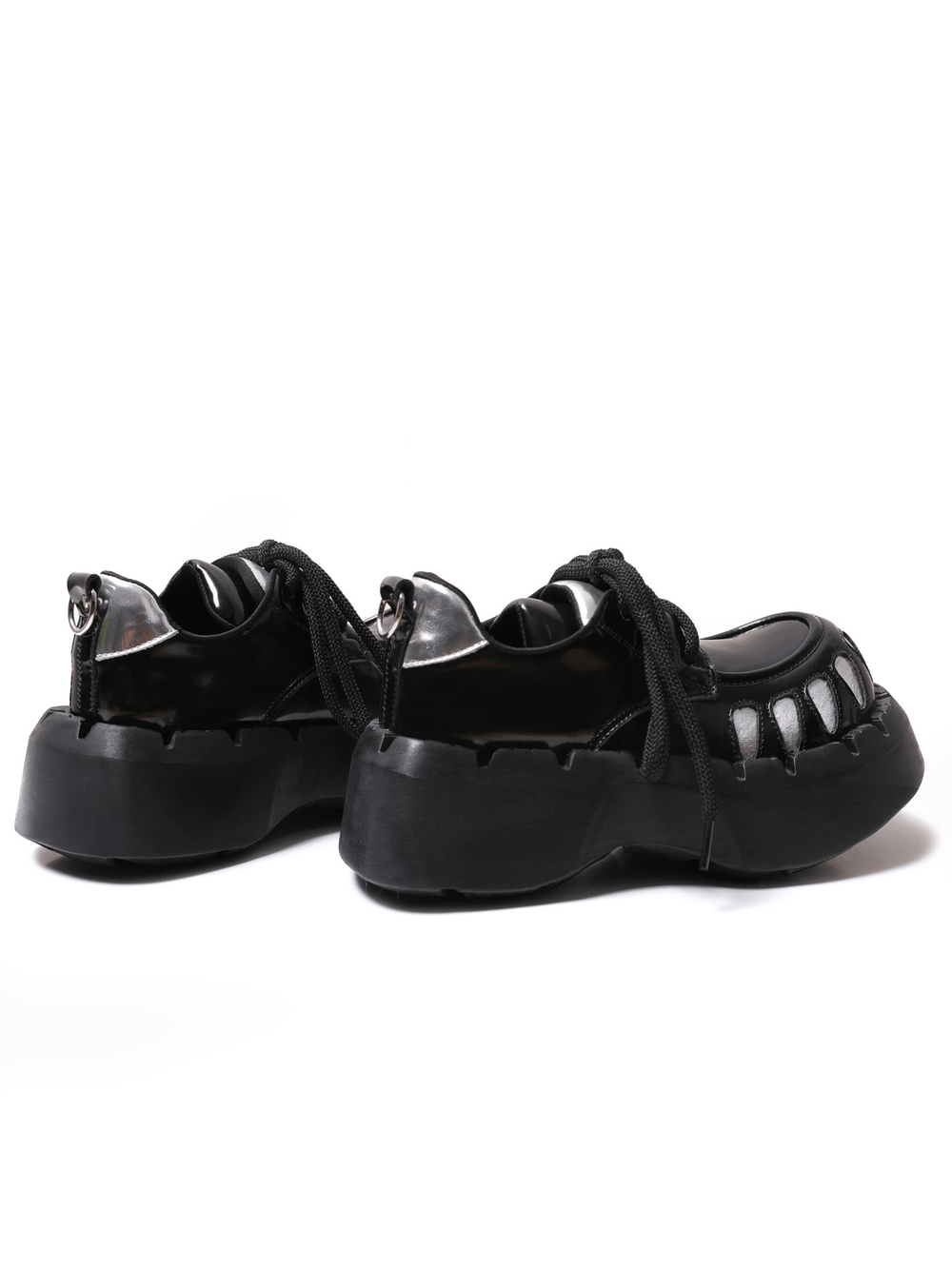 Women's Gothic Silver Claw Platform Lace-Up Shoes