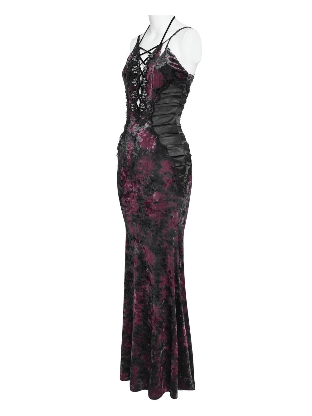 Women's Gothic Tie Dye Lace Up Mermaid Maxi Dress