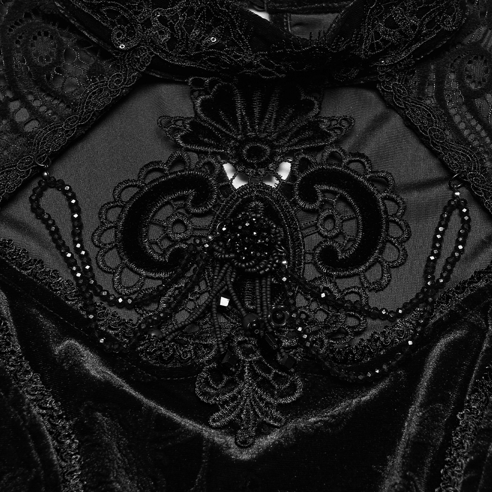 Women's Gothic Velvet Lace Top with Flared Sleeves
