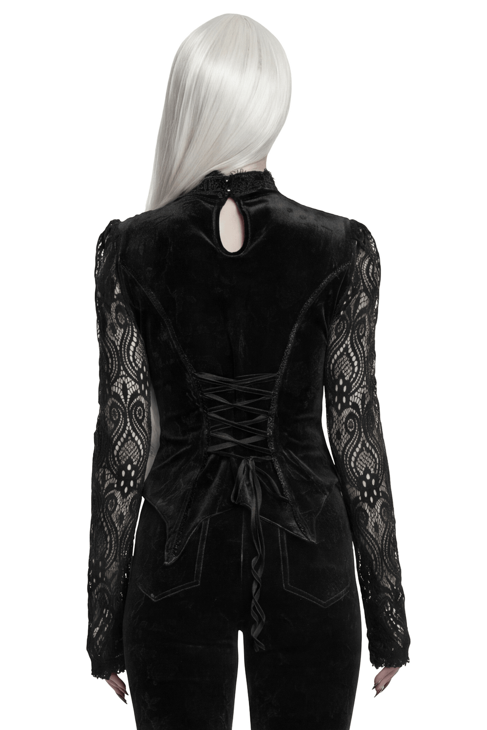 Women's Gothic Velvet Lace Top with Flared Sleeves