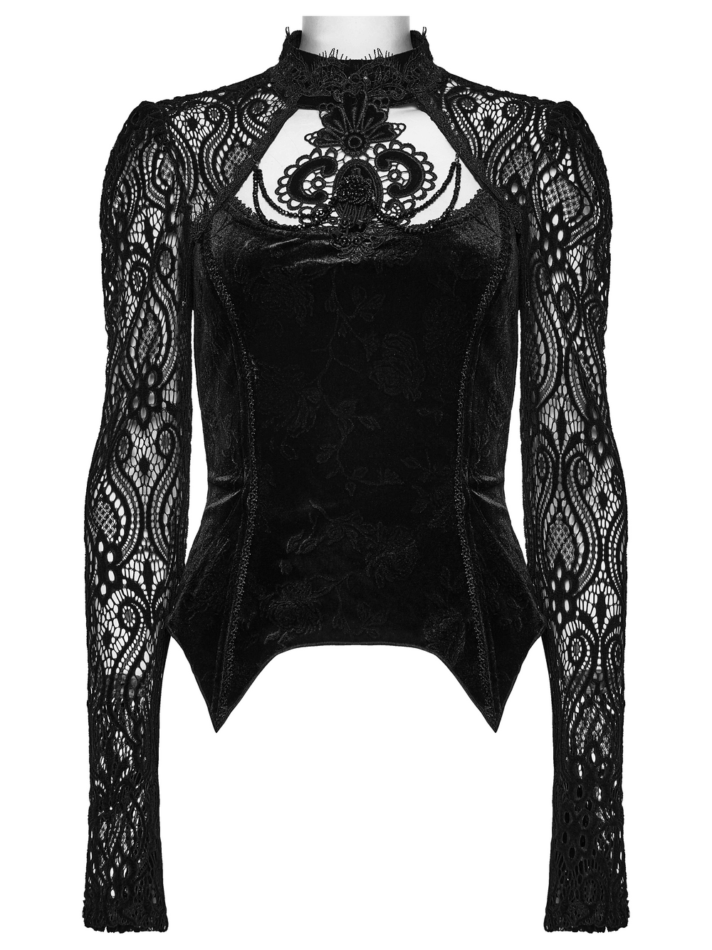 Women's Gothic Velvet Lace Top with Flared Sleeves