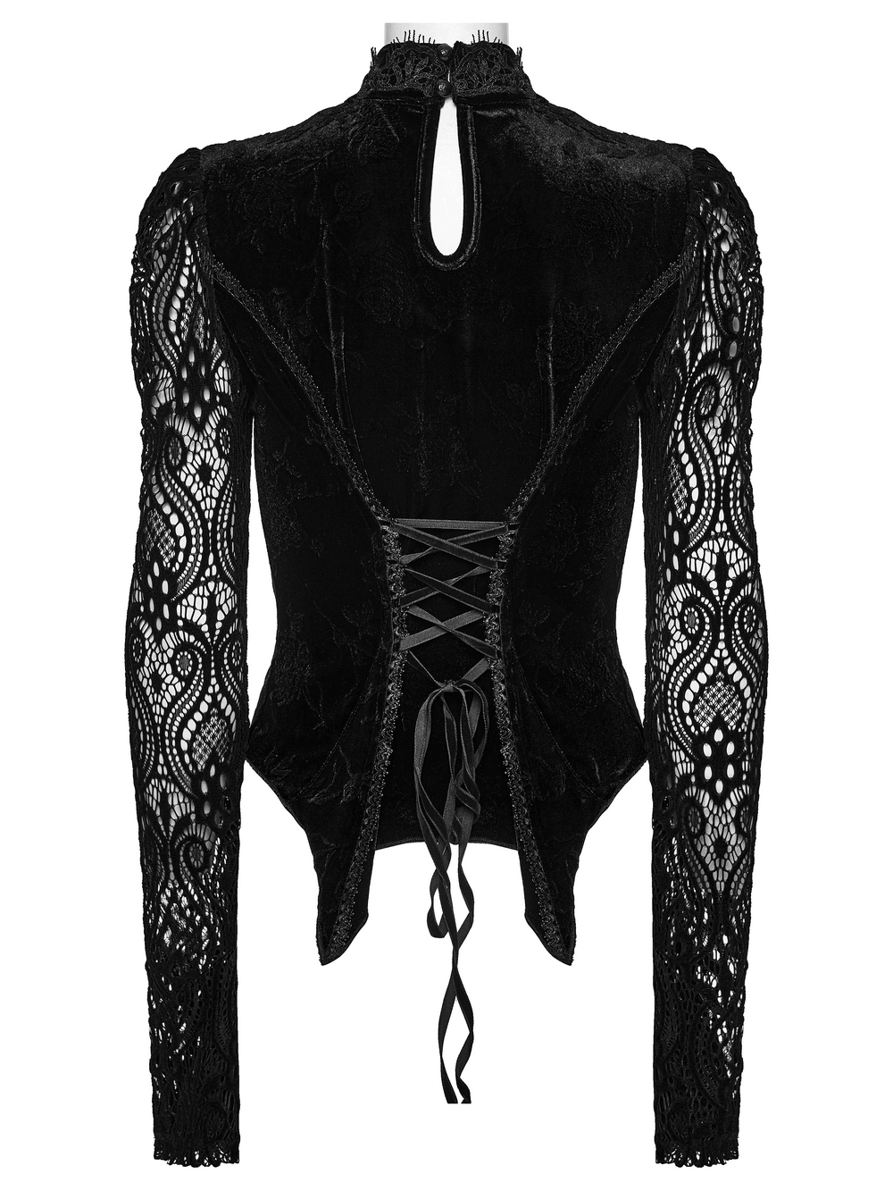 Women's Gothic Velvet Lace Top with Flared Sleeves